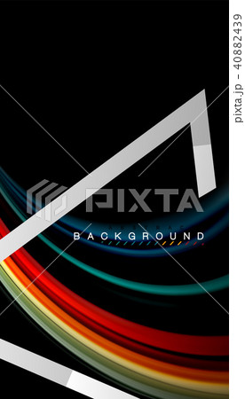 Liquid fluid colors holographic design with metallic style line shape 40882439