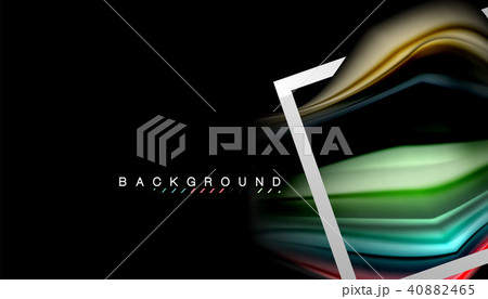 Liquid fluid colors holographic design with metallic style line shape 40882465