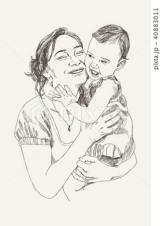 Vector Sketch of happy family Parent and children. Pregnancy concept. Family concept. Love concept Vector Sketch of happy family Parent and children. Pregnancy concept. Family concept. Love concept 40883011
