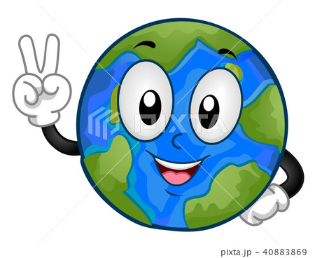 Mascot Earth Peace Hand Sign Illustrationのイラスト素材 4069
