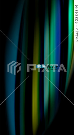 Fluid rainbow colors on black background, vector wave lines and swirls 40884344