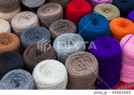 skeins of wool in street market skeins of wool in street market 40884889