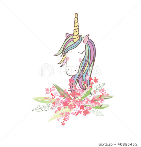Retro style Illustration with flowers and animal Retro style Illustration with flowers and animal 40885455