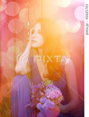 Beautiful bride in blue dress 40885763
