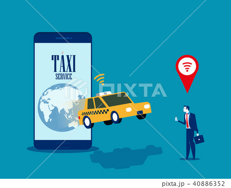Taxi service. Businessman call taxi with mobile Taxi service. Businessman call taxi with mobile 40886352