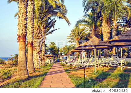 Sunset view to little alley near beach Sunset view to little alley near beach 40886486