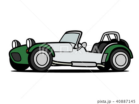 ライトウェイトスポーツカー　緑色ツートン　自動車イラスト 40887145