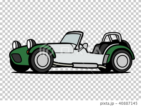 ライトウェイトスポーツカー　緑色ツートン　自動車イラスト 40887145