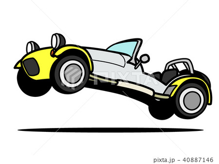 ライトウェイトスポーツカー 黄色ツートン ジャンプ 自動車イラスト ライトウェイトスポーツカー 黄色ツートン ジャンプ 自動車イラスト 40887146