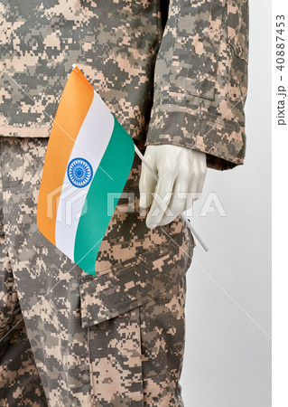 Mannequin holds indian flag. 40887453
