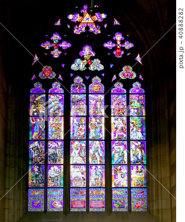 Stained Glass window in St. Vitus Cathedral,Prague 40888282