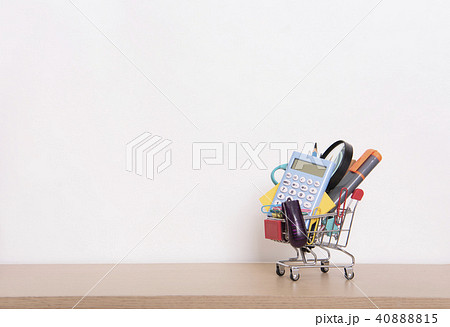 School supplies on wood table background.  40888815