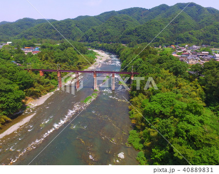上空から眺めた「荒川橋梁」〜ドローンで空撮（埼玉県秩父郡長瀞町長瀞･皆野町下田野） 40889831