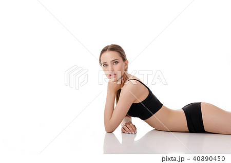 woman with perfect body in black underwear woman with perfect body in black underwear 40890450