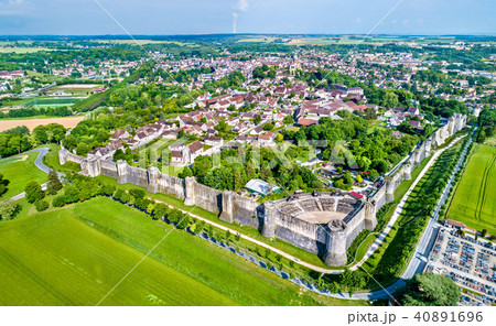 Aerial view of Provins, a town of medieval fairs and a UNESCO World Heritage Site in France Aerial view of Provins, a town of medieval fairs and a UNESCO World Heritage Site in France 40891696
