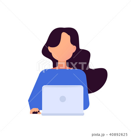 Girl working with laptop in social networks. 40892625