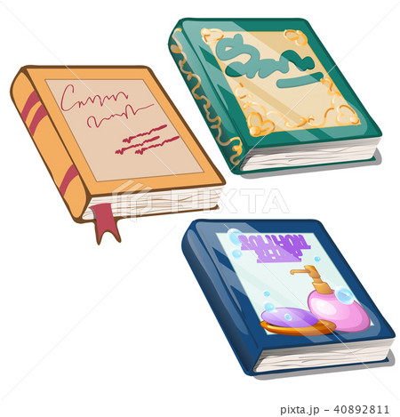 Set of books with colorful covers isolated on white background. Vector illustration. 40892811