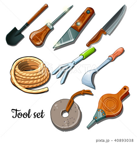 The universal set of tools and fixtures is isolated on a white background. Cartoon vector 40893038