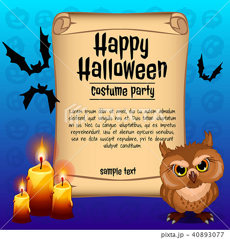 Poster on theme of the Halloween holiday. Sketch with space for text on old paper sheet. Vector 40893077