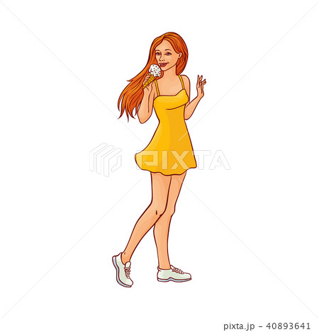 Vector pretty young woman holding ice cream 40893641