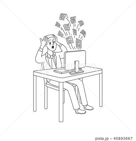 Vector puzzled young man information overload Vector puzzled young man information overload 40893667