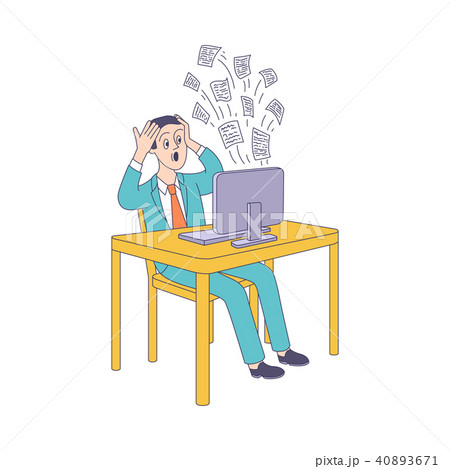 Vector puzzled young man information overload 40893671