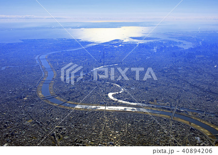 都市風景／荒川の蛇行 40894206