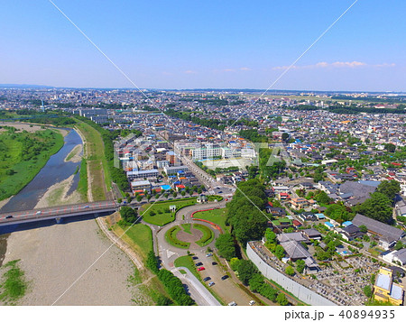 多摩川〜ドローンで空撮(多摩川緑地福生南公園/東京都福生市南田園) 多摩川〜ドローンで空撮(多摩川緑地福生南公園/東京都福生市南田園) 40894935