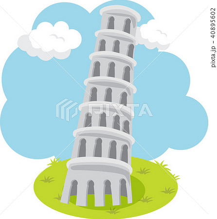 ピサの斜塔 古建築 イラストのイラスト素材