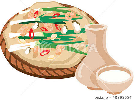 韓国料理 マッコリ チヂミのイラスト素材