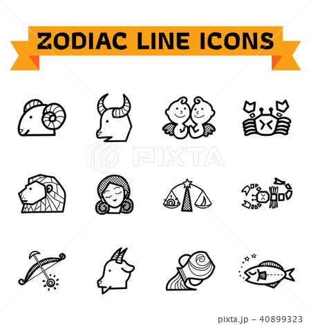Zodiac Line Icons 40899323