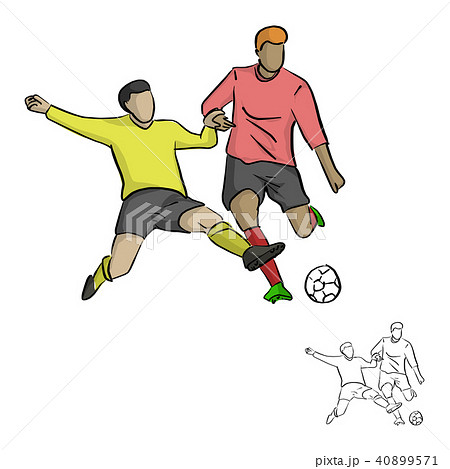 Two Soccer Players Fighting For A Ball Vectorのイラスト素材