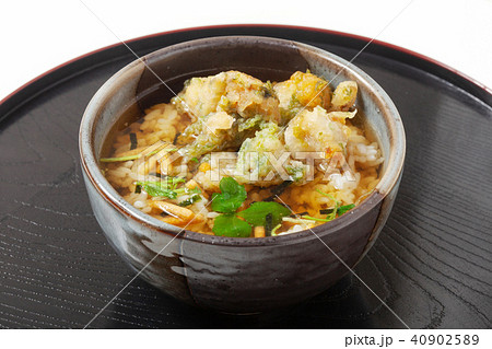 ホタテの天ぷらのだし茶漬け 40902589