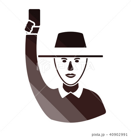 Cricket umpire with hand holding card icon 40902991