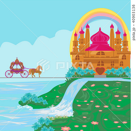 Horse carriage and a medieval castle 40903136