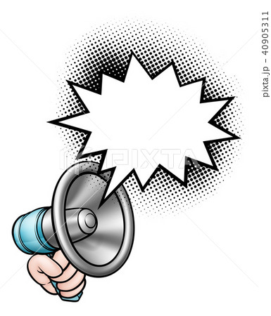 Hand Holding Megaphone Speech Bubble 40905311