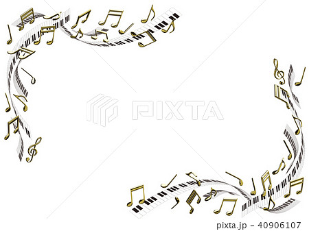 ベクター イラスト ピアノイメージ 金の音符 フレーム 鍵盤 A3のイラスト素材 40906107 Pixta