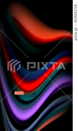 Fluid rainbow colors on black background, vector wave lines and swirls 40906258