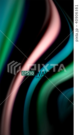 Fluid rainbow colors on black background, vector wave lines and swirls 40906361
