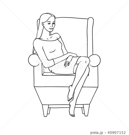 Vector sketch woman sitting at armchair resting 40907152