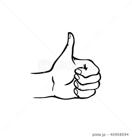 Human hand showing thumbs up gesture in sketch style isolated on white background. 40908094