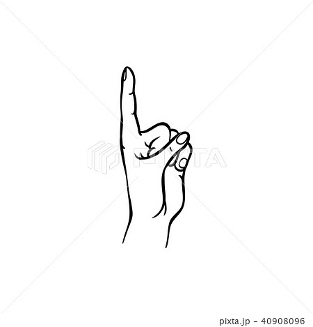 Human hand with index finger up gesture in sketch style isolated on white background. 40908096