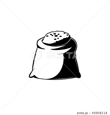 Opened sack full of grain monochrome silhouette - black and white symbol of canvas bag. Opened sack full of grain monochrome silhouette - black and white symbol of canvas bag. 40908218