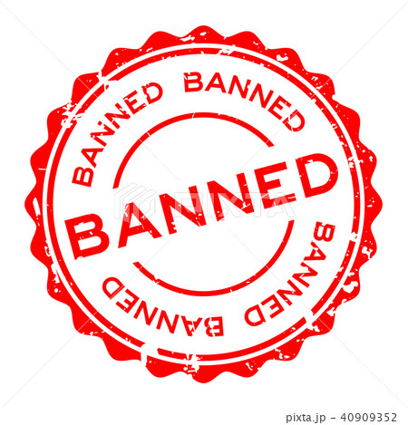 Grunge red banned word round rubber seal stamp 40909352