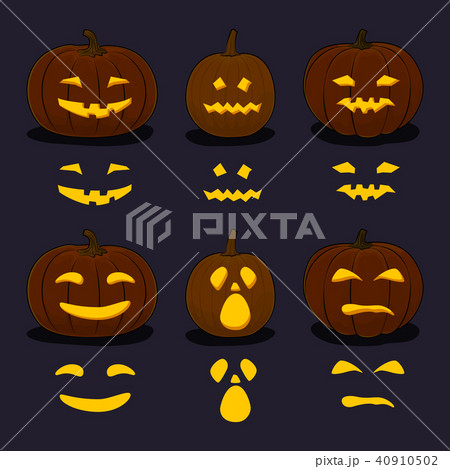 Halloween Pumpkins on Dark Background 40910502
