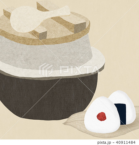 背景-和紙-羽釜-おむすび 40911484