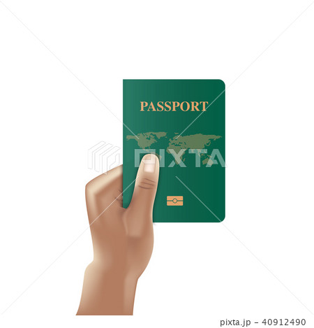 Passport book with hand holding, Identification 40912490
