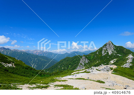 北アルプス　裏銀座縦走ルート　烏帽子岳・薬師岳 40914676