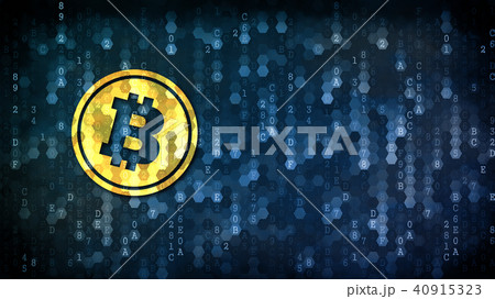 Bitcoin - Pictogram on Dark Digital Background. 40915323