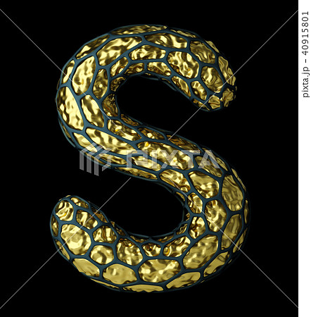 Letter S made of natural snake skin texture. 3D rendering 40915801